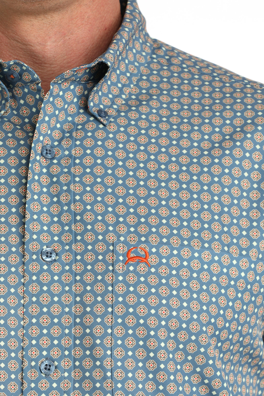 Men's Cinch ArenaFlex Geometric Print Short Sleeve Shirt - MTW1704165