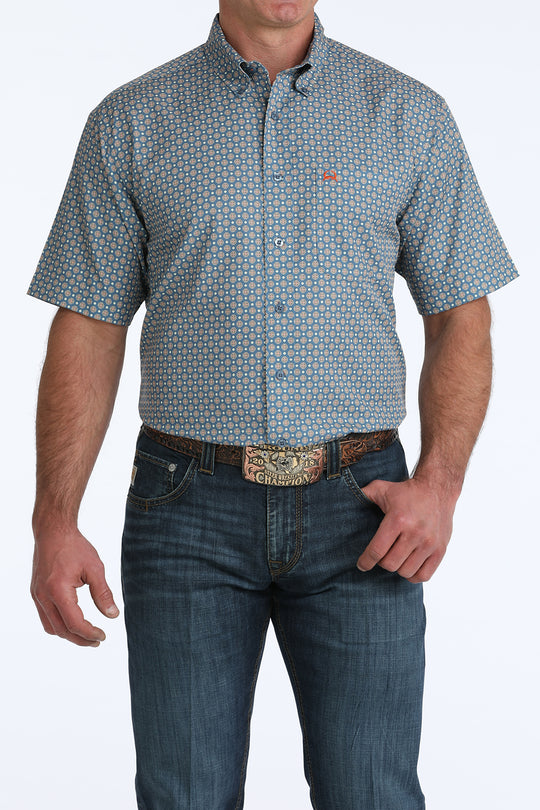 Men's Cinch ArenaFlex Geometric Print Short Sleeve Shirt - MTW1704165