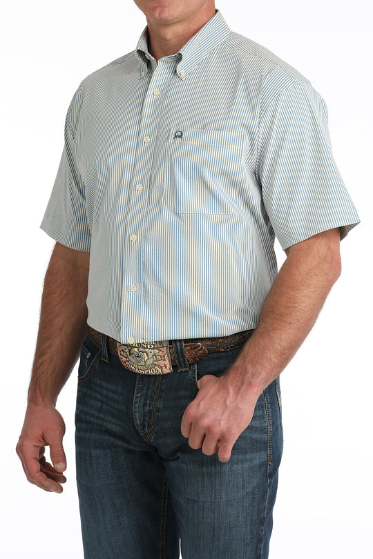Men's Cinch ArenaFlex Blue Striped Shirt - MTW1704166