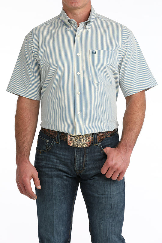 Men's Cinch ArenaFlex Blue Striped Shirt - MTW1704166