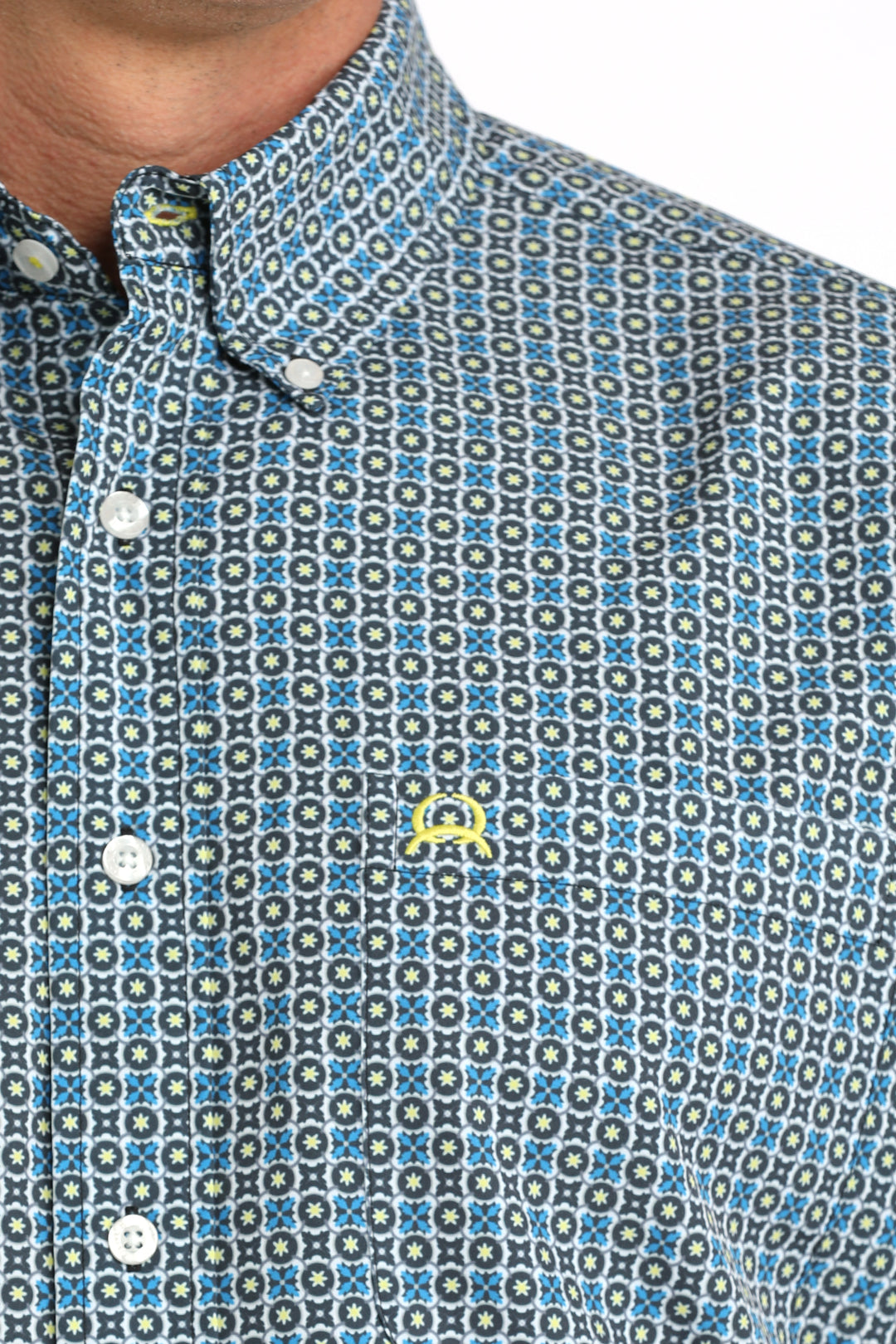 Men's Cinch Blue Multi Arena Flex Short Sleeve Shirt - MTW1704167