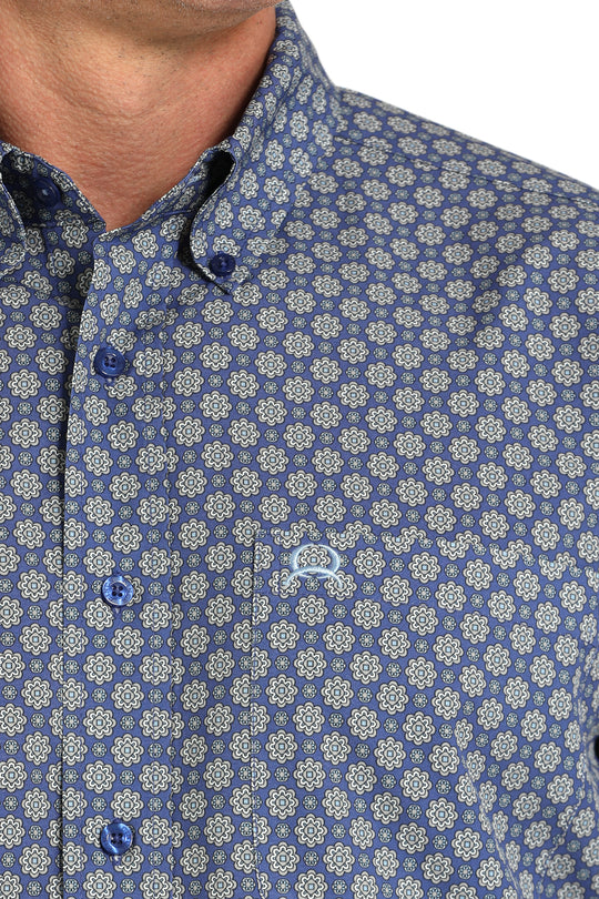 Men's Cinch ArenaFlex Royal Blue Short Sleeve Shirt - MTW1725001