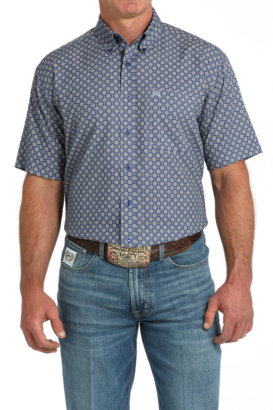 Men's Cinch ArenaFlex Royal Blue Short Sleeve Shirt - MTW1725001