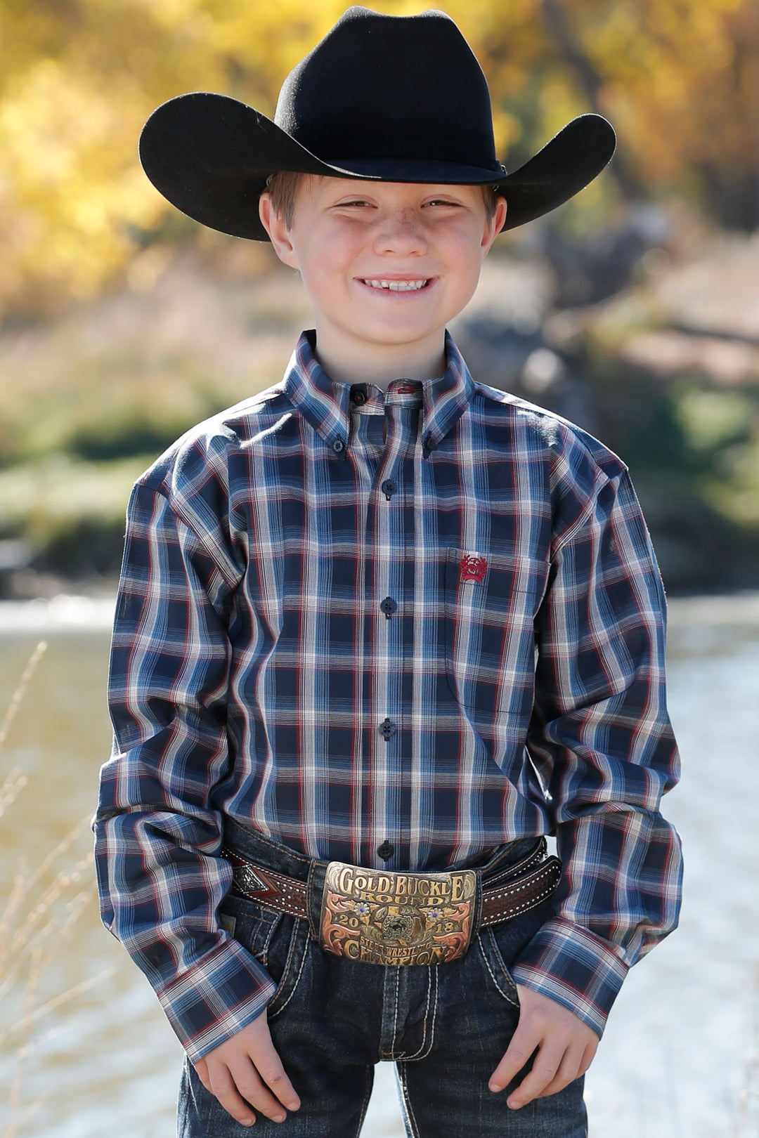 Cinch Boys Navy Long Sleeve Plaid Buttondown Shirt Multi S Cinch Boys Navy Long Sleeve Plaid Buttondown Shirt Multi S