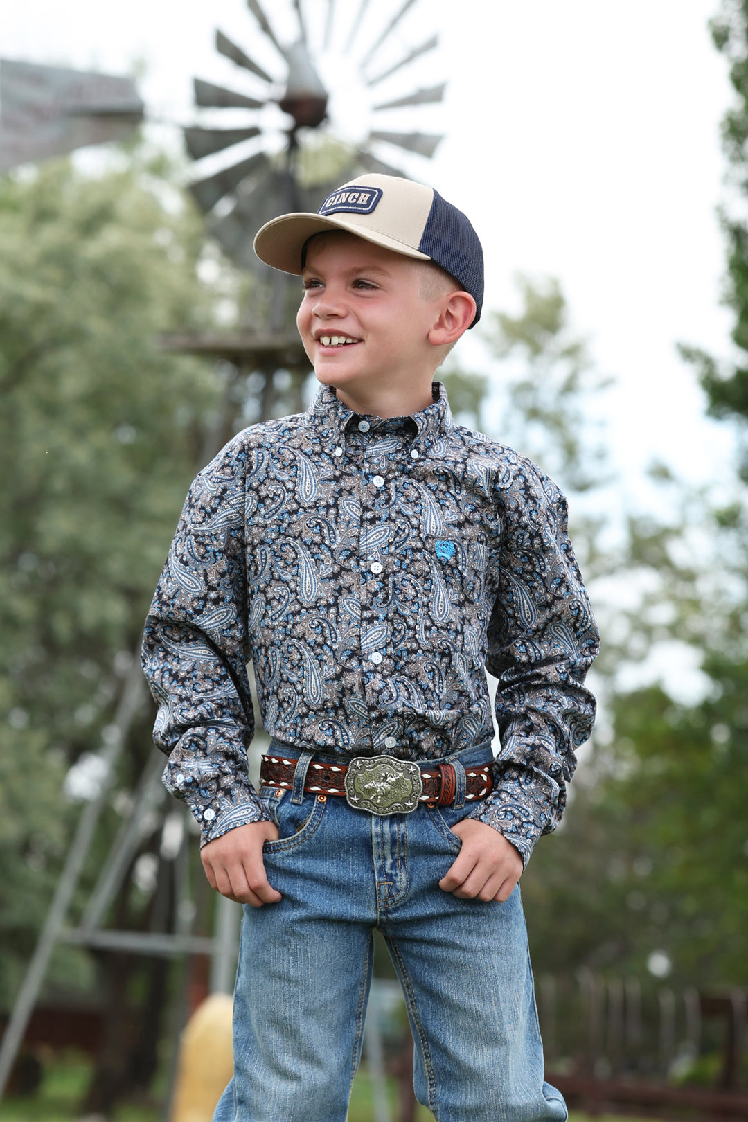 Boys Cinch Multi Print Long Sleeve Shirt - MTW7060416