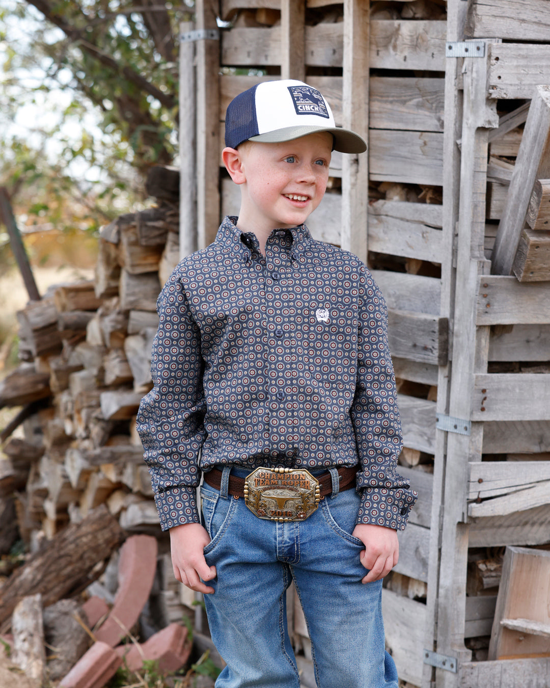 Boys Cinch Navy Long Sleeve Shirt - MTW7060425