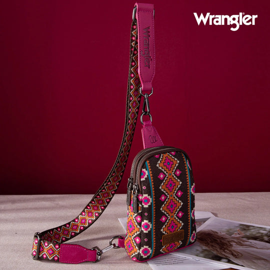 Wrangler Aztec Print Crossbody Sling Chest Bag - Hot Pink - WG2205-210HPK