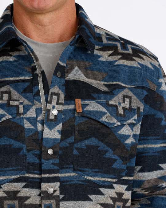Men's Cinch Sweater Knit Shirt Jacket - Navy - MWJ1969001