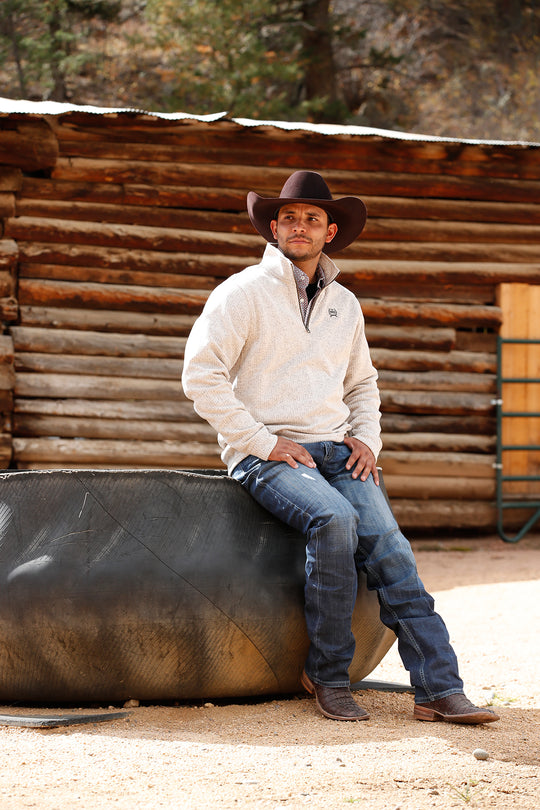 Men's Cinch 1/4 Zip Gray Sweater - MWK1080013