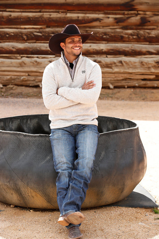 Men's Cinch 1/4 Zip Gray Sweater - MWK1080013