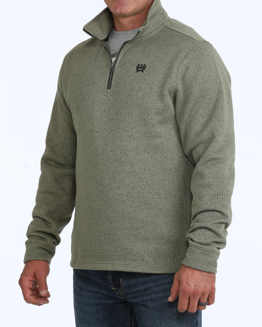 Men's Cinch 1/4 Zip Olive Sweater - MWK1080021