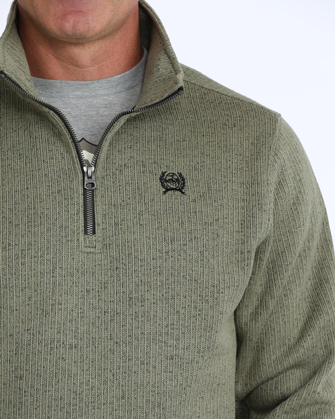 Men's Cinch 1/4 Zip Olive Sweater - MWK1080021