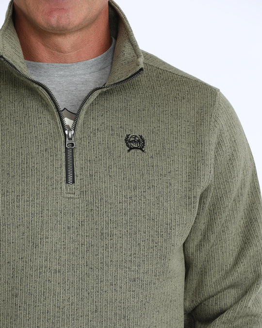 Men's Cinch 1/4 Zip Olive Sweater - MWK1080021