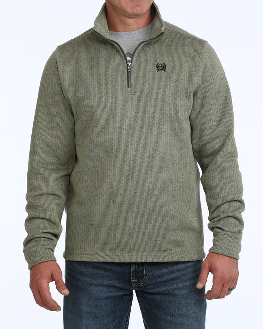 Men's Cinch 1/4 Zip Olive Sweater - MWK1080021