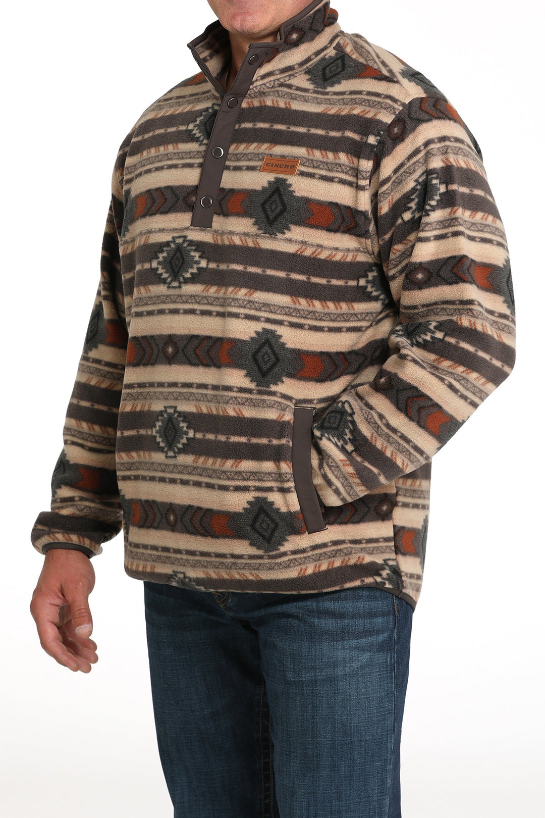 Men's Cinch Brown Polar Fleece Pullover - MWK1514027