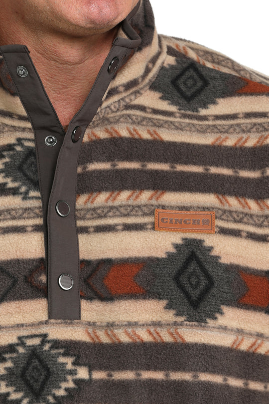 Men's Cinch Brown Polar Fleece Pullover - MWK1514027