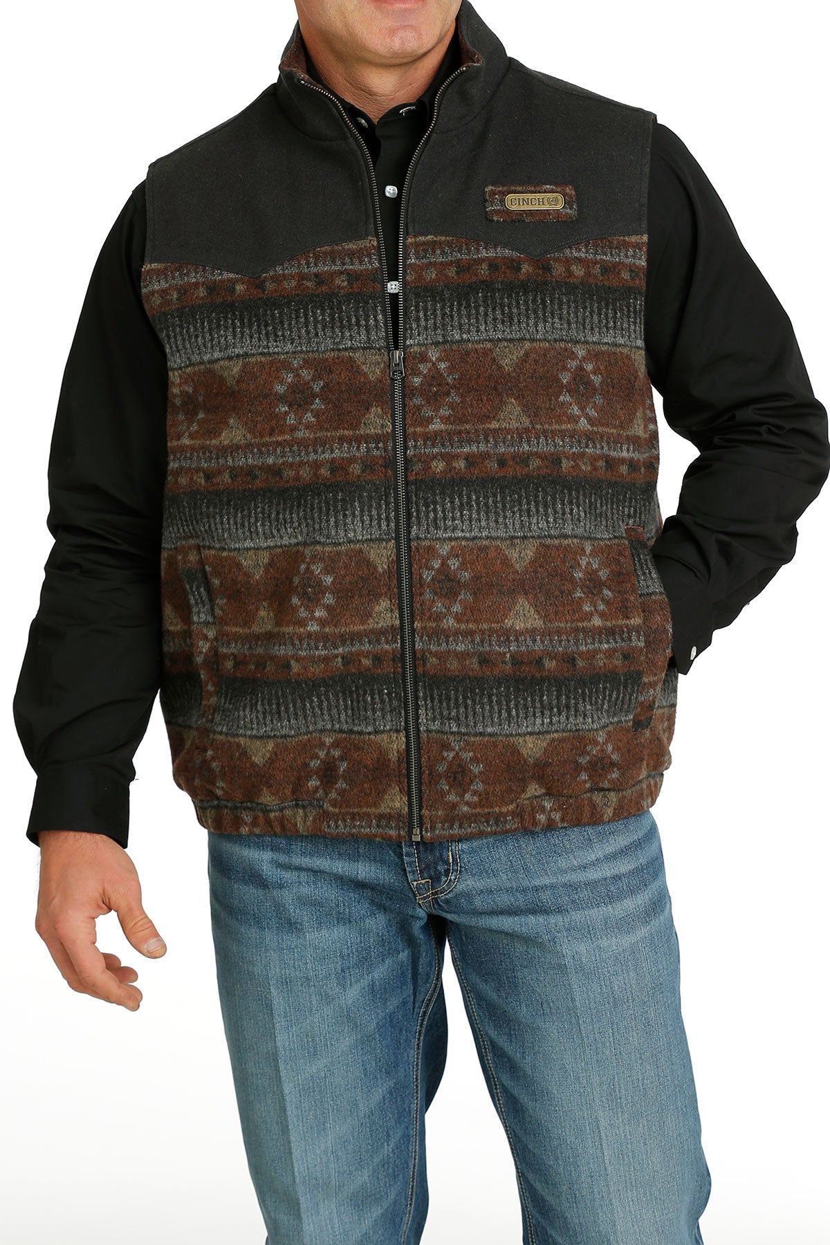 Cinch Men's Concealed Carry Rust Wooly Vest Medium