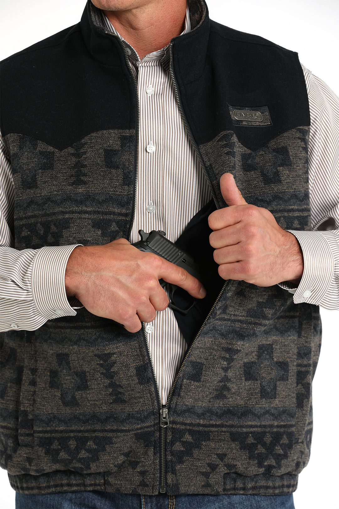 Men's Cinch Concealed Carry Navy Wooly Vest - MWV1543012
