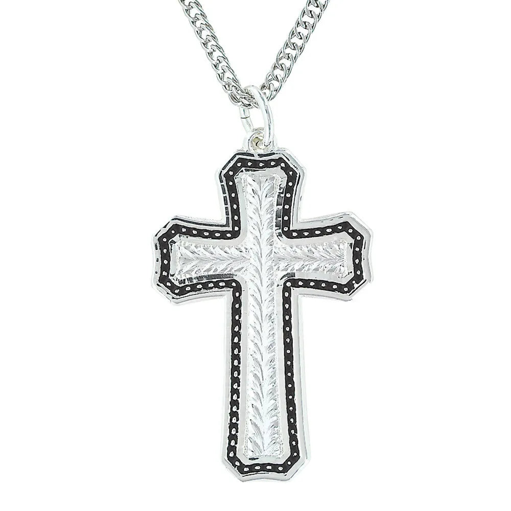 Men's Montana Silversmiths Pinpoints and Wheat Cross Necklace - NC3110