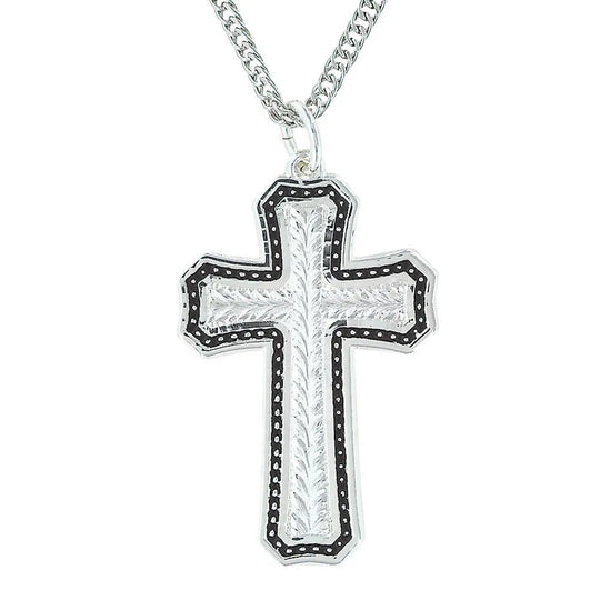 Men's Montana Silversmiths Pinpoints and Wheat Cross Necklace - NC3110