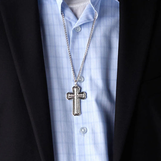 Men's Montana Silversmiths Pinpoints and Wheat Cross Necklace - NC3110