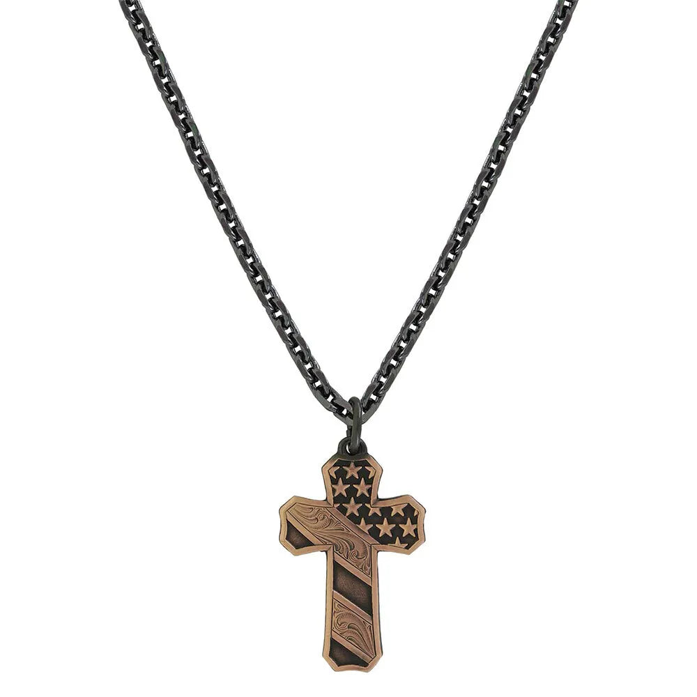 Men's Montana Silversmiths Faded Glory Cross Necklace - NC3771BLB