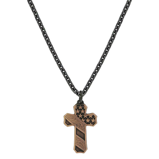 Men's Montana Silversmiths Faded Glory Cross Necklace - NC3771BLB