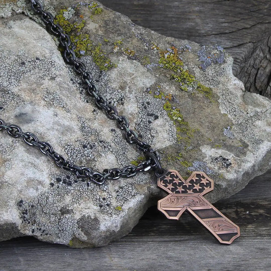 Men's Montana Silversmiths Faded Glory Cross Necklace - NC3771BLB