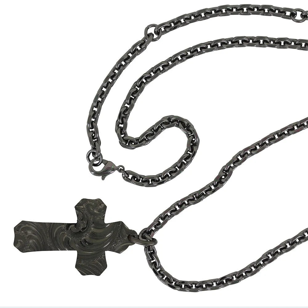 Men's Montana Silversmiths Faded Glory Cross Necklace - NC3771BLB