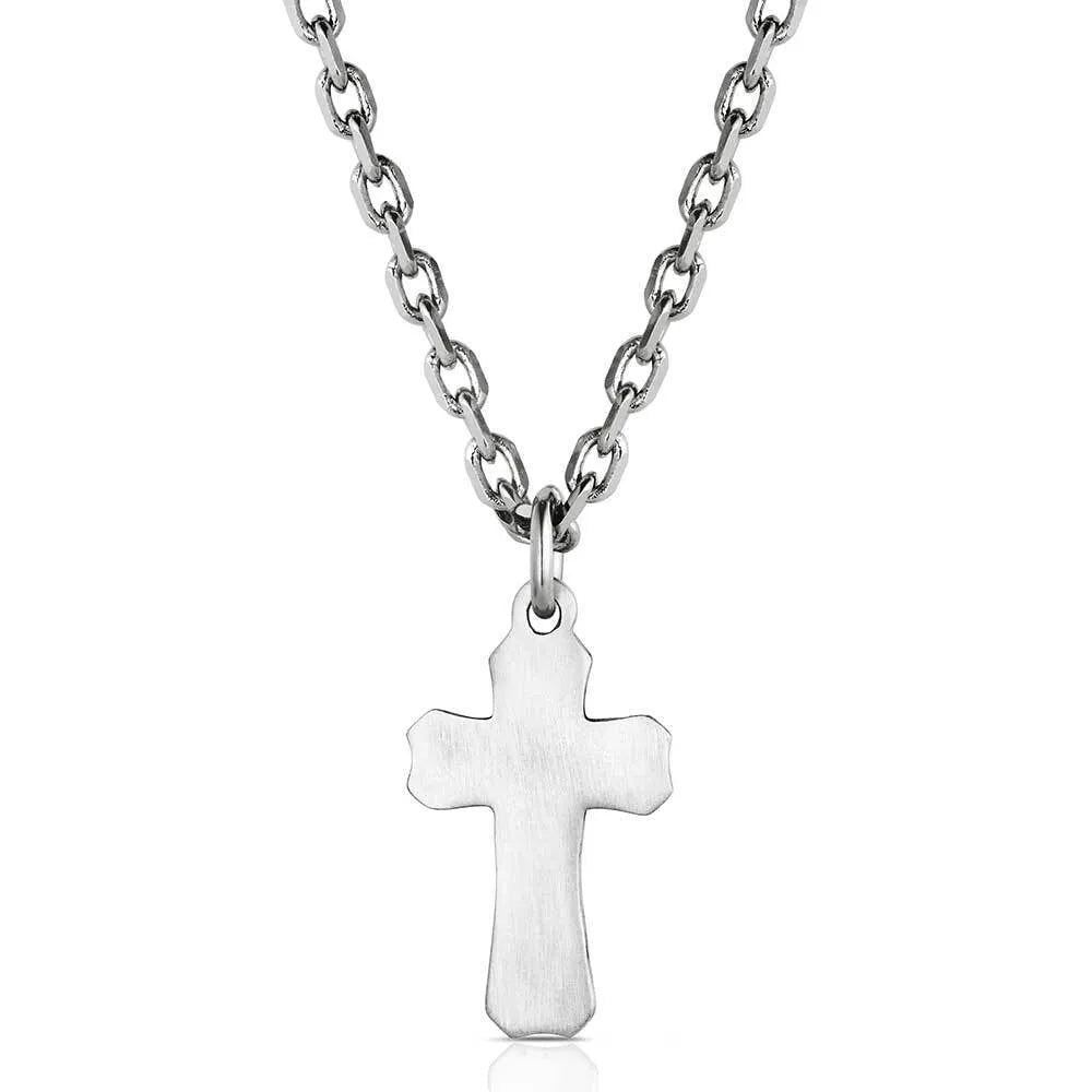 Montana Silversmiths Antiqued Stainless Barbed Wire Cross Necklace - NC3848
