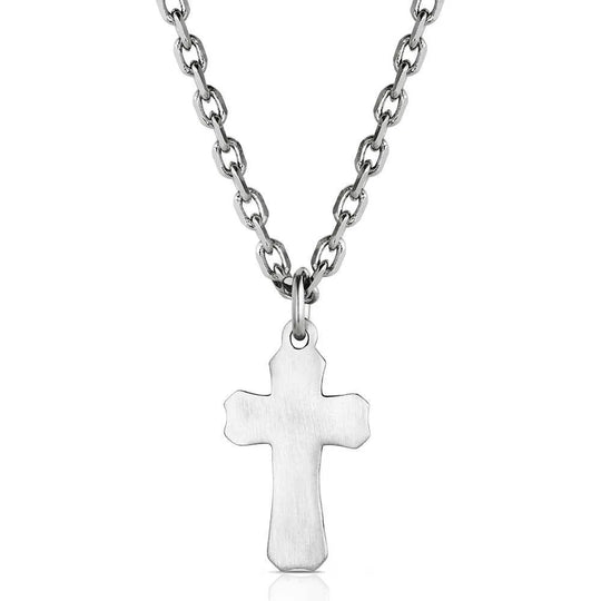 Montana Silversmiths Antiqued Stainless Barbed Wire Cross Necklace - NC3848
