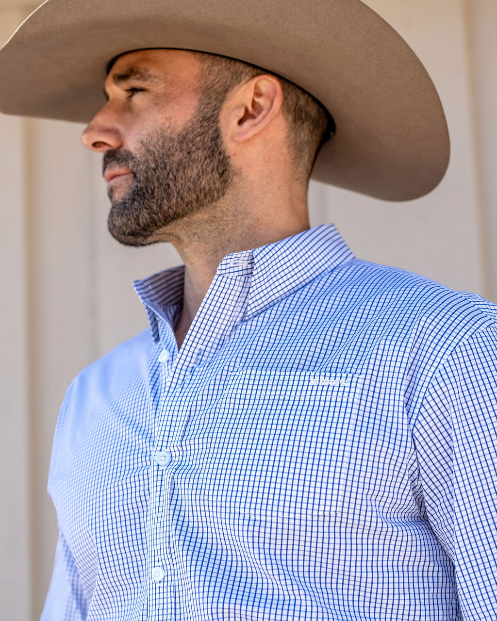 Nigro's Exclusive White & Navy Gingham Classic Long Sleeve Shirt