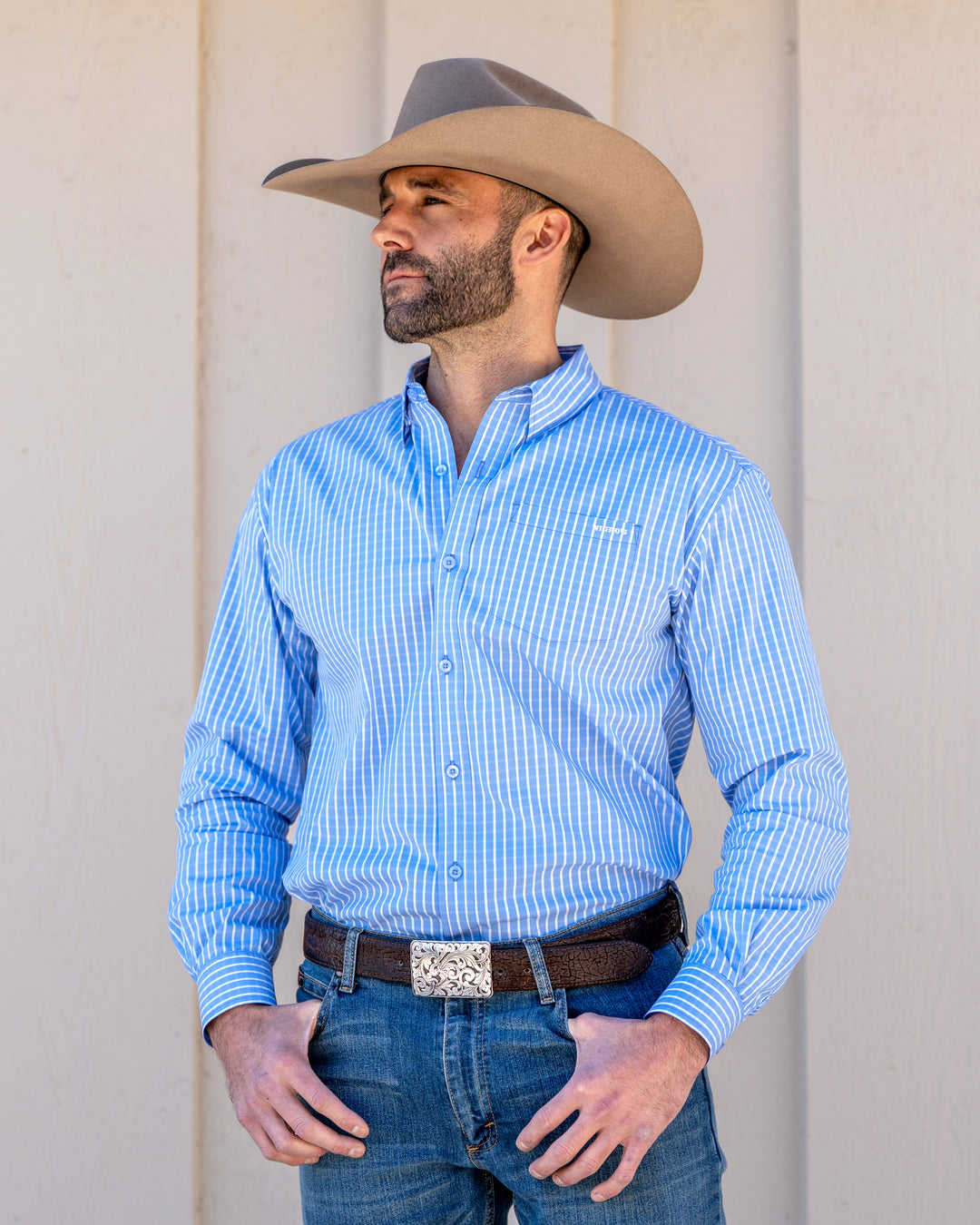 Nigro's Exclusive Light Blue & White Gingham Long Sleeve Shirt