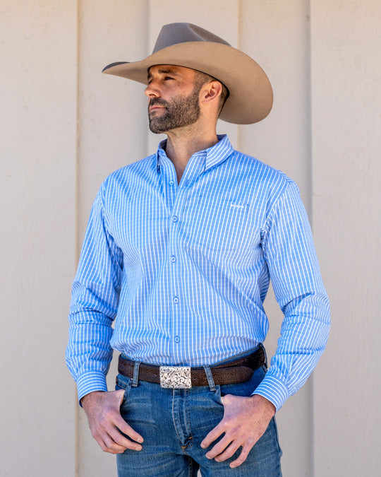 Nigro's Exclusive Light Blue & White Gingham Long Sleeve Shirt