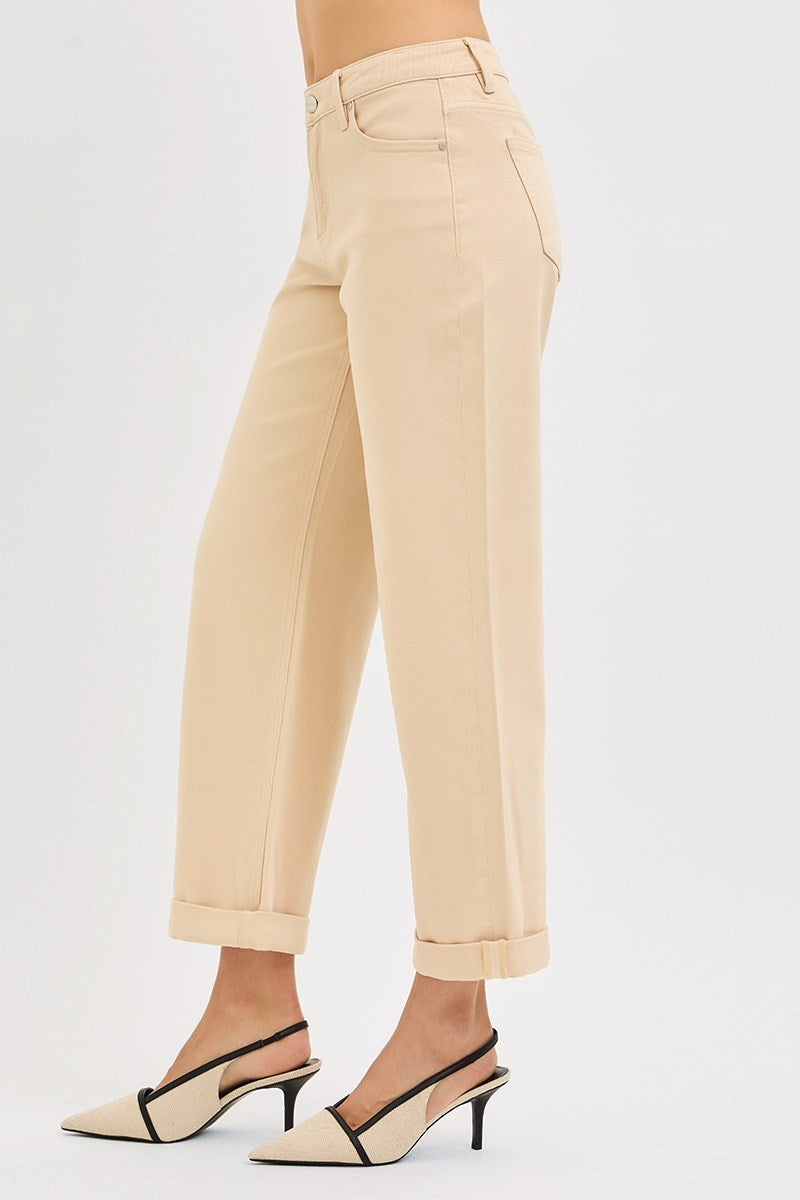 Ladies Risen TUMMY CONTROL MID RISE ANKLE BARREL RELAXED BAGGY PANTS - PGA21132