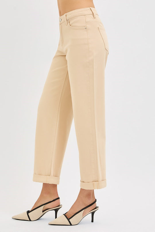 Ladies Risen TUMMY CONTROL MID RISE ANKLE BARREL RELAXED BAGGY PANTS - PGA21132