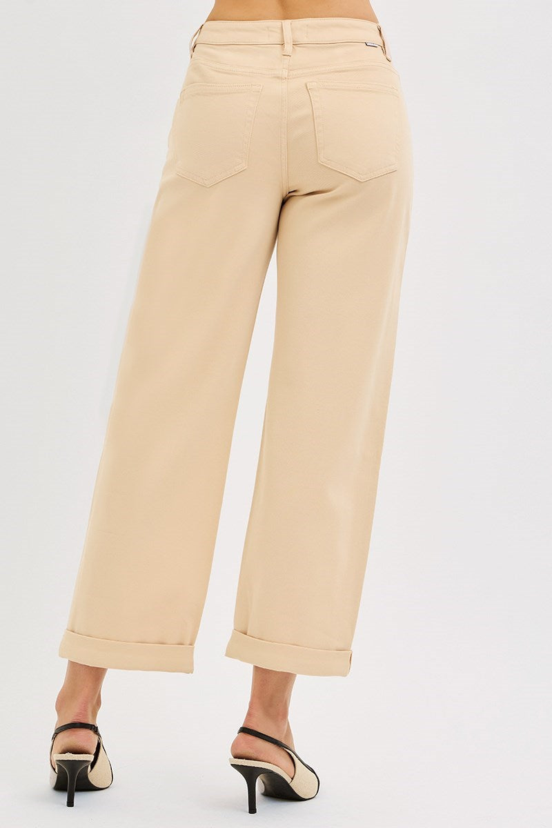 Ladies Risen TUMMY CONTROL MID RISE ANKLE BARREL RELAXED BAGGY PANTS - PGA21132