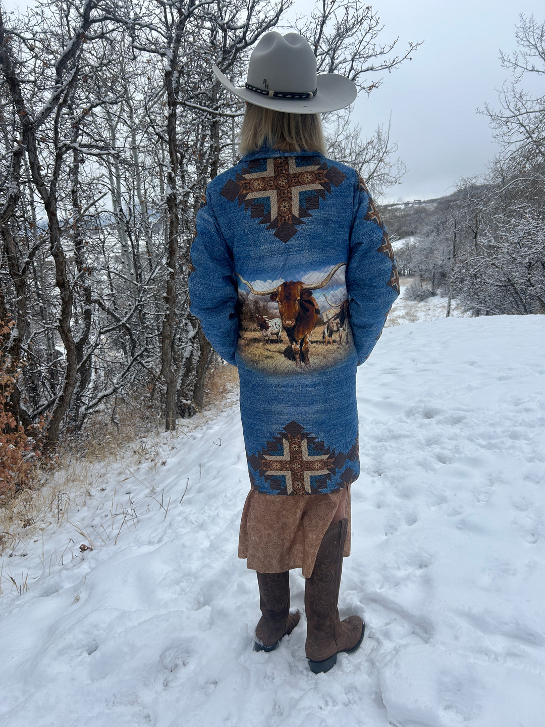 LovLei Ranch Texas Longhorn Duster Quilted Jacket