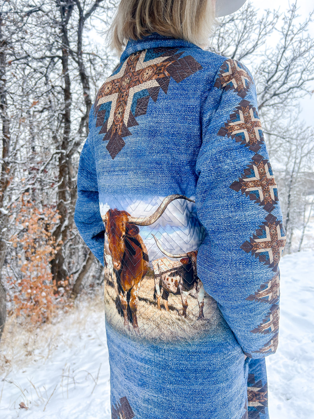 LovLei Ranch Texas Longhorn Duster Quilted Jacket