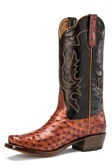 Men's Rios of Mercedes Almond Americano Full Quill Ostrich with 13" Black Calfskin Tops - R9022 - Style# 135