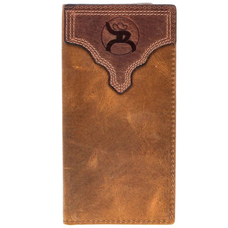 Hooey "Canyon" Rodeo Roughy Wallet Distressed Tan/Brown Leather - RW008-TNBR