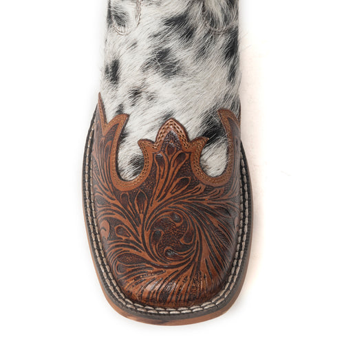 Ladies Myra Mesa Cloud Handtooled Leather Boots in Black & White