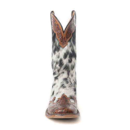 Ladies Myra Mesa Cloud Handtooled Leather Boots in Black & White