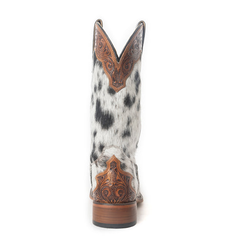 Ladies Myra Mesa Cloud Handtooled Leather Boots in Black & White