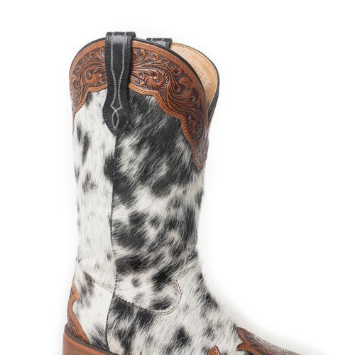 Ladies Myra Mesa Cloud Handtooled Leather Boots in Black & White