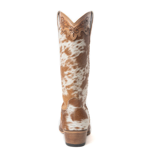 Ladies Myra Dakota Dust Handtooled Boots in Tan & White
