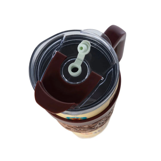Myra Trailkissed Western Tumbler in Yellow Stainless Steel with Leather Wrap