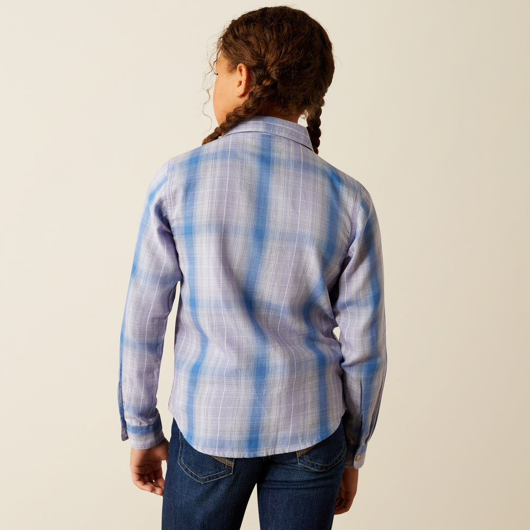 Girls Ariat Anna Sweet Lavendar Plaid Snap Shirt - 10054602