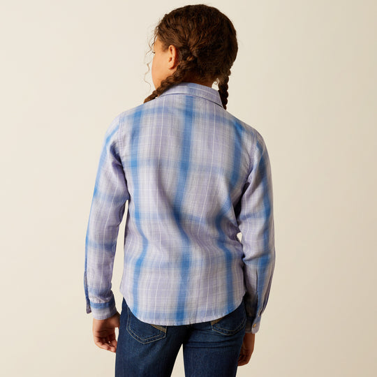 Girls Ariat Anna Sweet Lavendar Plaid Snap Shirt - 10054602