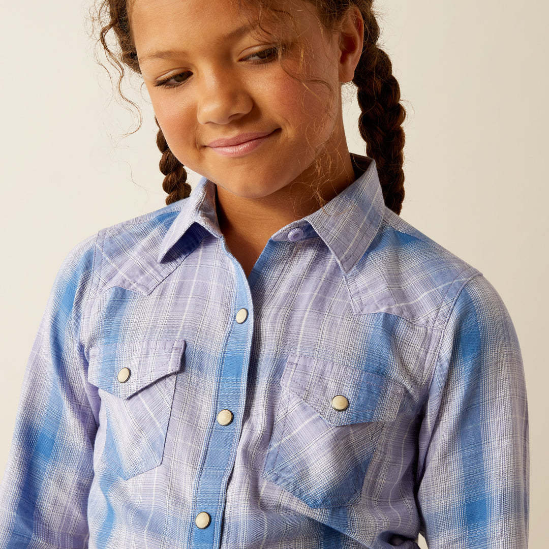 Girls Ariat Anna Sweet Lavendar Plaid Snap Shirt - 10054602